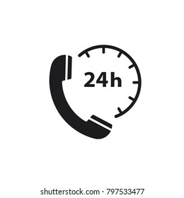 phone vector icon, telephone symbol, phone icon in trendy flat style, full service 24 hour illustration 