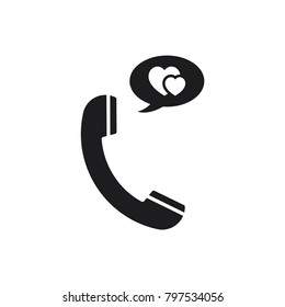 phone vector icon, telephone symbol, phone icon in trendy flat style, phone and love bubble speech conception 