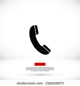 Phone vector icon in trendy flat style isolated on grey background. Handset vector icon with waves. Telephone symbol for your design, logo, UI. vector icon illustration
