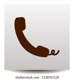 Phone vector icon with wrire on a realistic paper background with shadow. Flat design style.