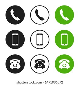 Phone vector icons isolated on white background.