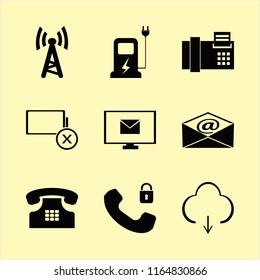 phone vector icons set. with home phone, download, mail and fax in set