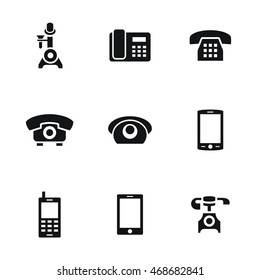 Phone vector icons. Simple illustration set of 9 phone elements, editable icons, can be used in logo, UI and web design