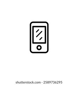 Phone with vector line art . Sign and symbol. Clip art, minimalist simple outline. Hand drawing technology illustration. Sticker print design