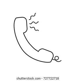 Phone vector  line icon with waves. Flat design style.
