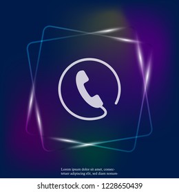 Phone vector neon light icon on flat style. Handset illustration. Layers grouped for easy editing illustration. For your design.