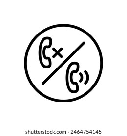 Icono de contorno de Vector de teléfono. Símbolo Aceptar y rechazar. Símbolo del auricular. Signo de teléfono redondo. Botón de Vector simple aislado sobre fondo blanco.