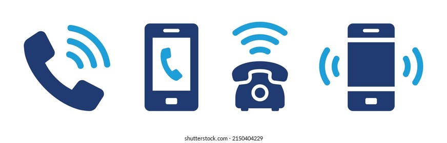 Phone vector set. Phone call icon collection. Containing mobile, ringing phone, retro phone and telephone icon in graphic design.