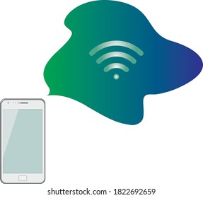 Phone vector showing internet connection through it's service 