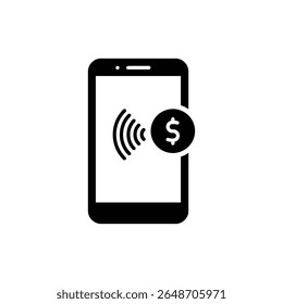 Teléfono que vibra con el icono de la alerta del pago para la notificación del pago móvil