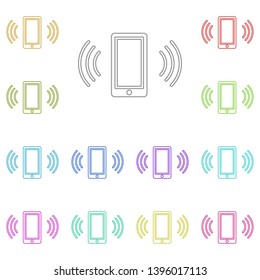 phone vibration multi color icon. Simple thin line, outline vector of web icons for UI and UX, website or mobile application