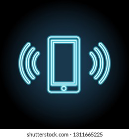 phone vibration neon icon. Simple thin line, outline vector of web, minimalistic icons for UI and UX, website or mobile application