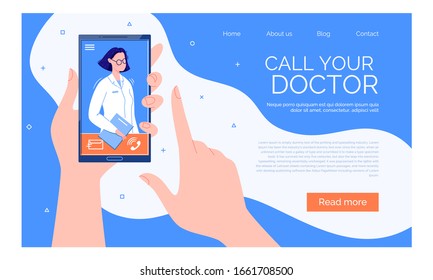 Phone Video Call To The Doctor Through The Application On The Smartphone Online Medical Advice Concept
