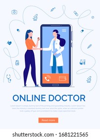  Phone Video Call to the Doctor Through the Application on the Smartphone Online Medical Advice Concept
