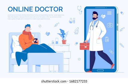Phone Video Call to the Doctor Through the Application on the Smartphone Online Medical Advice Concept
