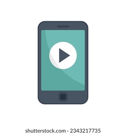 Phone video edit icon flat vector. Mobile smartphone. Motion content isolated