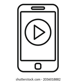 Phone video edit icon outline vector. Mobile smartphone. Motion content