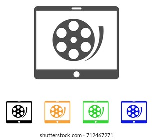 Phone Video Reel icon. Vector illustration style is a flat iconic phone video reel symbol with black, gray, green, blue, yellow color versions. Designed for web and software interfaces.