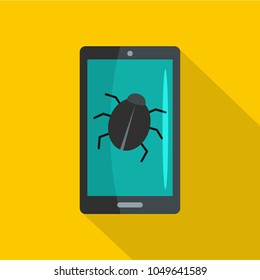 Phone virus icon. Flat illustration of phone virus vector icon for web