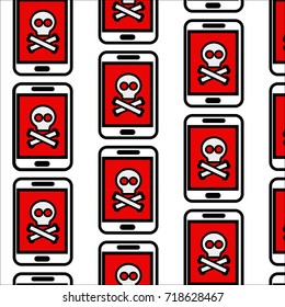 phone with virus on the screen
