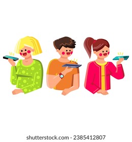 phone voice messages vector. chat call, audio sound, mobile app phone voice messages character. people flat cartoon illustration