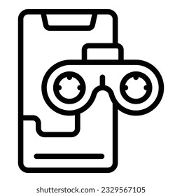 Phone vr icon outline vector. Slot chest. Game machine