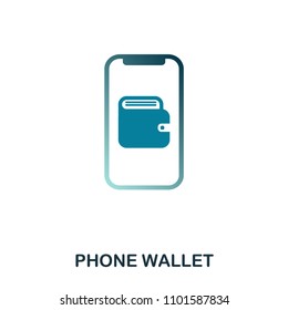 Phone Wallet icon. Flat style icon design. UI. Illustration of phone wallet icon. Pictogram isolated on white. Ready to use in web design, apps, software, print.