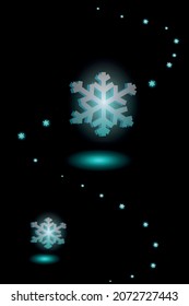 Phone wallpaper, glowing snowflake on the black background