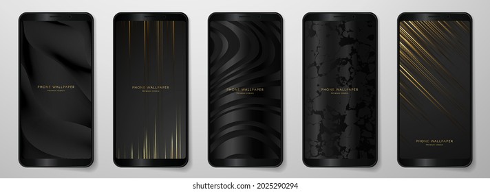 Phone wallpaper (Smartphone background)  Digital black graphic art design and dark  gold line pattern  Abstract vector backdrop useful for premium online shop  web banner template  formal e  invite