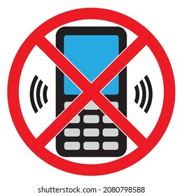 Phone Warning Stop Sign Icon. Push Button Telephone Turn Off. Vector Illustration