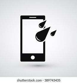 Phone and Water Blobs Icon | Phone is waterproof | Device protection from liquid | Vector Icon Element Graphic Illustration Design. Compatible with ai, cdr, jpg, png, svg, pdf, ico and eps. svg