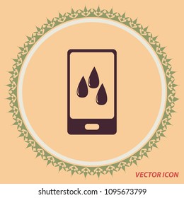 Phone and water drops, vector icon