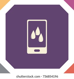 Phone and water drops, vector icon