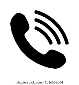 Phone with waves symbol icon - black simple, isolated - vector illustration