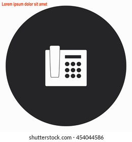 Phone. web icon. Gray circle button with white illustration.