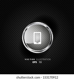 Phone web icon on carbon background