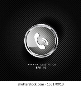 Phone web icon on carbon background