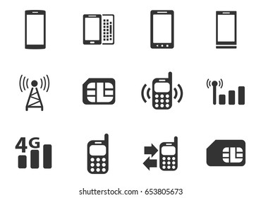 phone web icons. set of simple symbols silhouettes