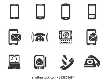 phone web icons. set of simple symbols silhouettes