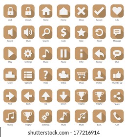 Phone Web Internet Beige Brown Icon Set 