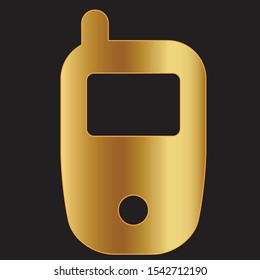 phone web symbol in a golden gradient on a black background