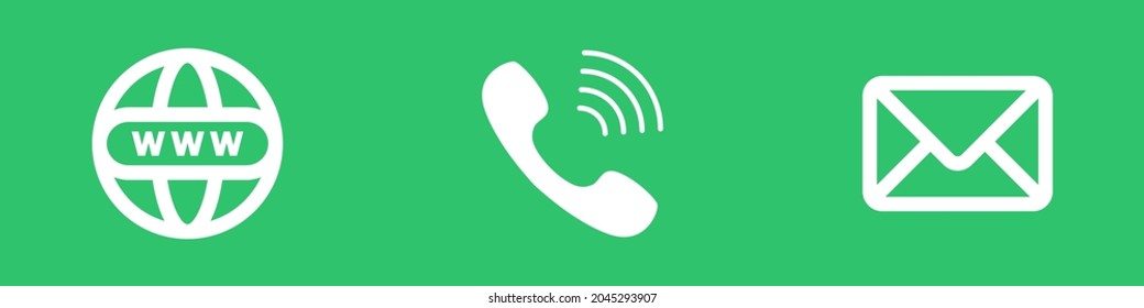 Phone, website and email icon designs in the form of color sets can be changed