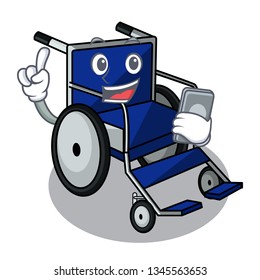 With phone wheelchair isolated with in the cartoon