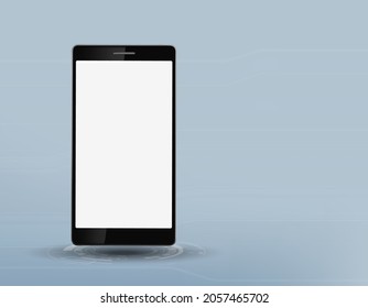 Phone with white blank screen. Technology background with place for text. Vector illustration.