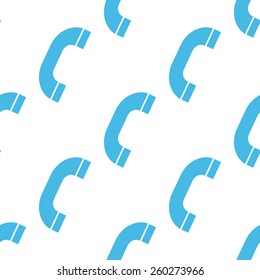 Phone white and blue seamless pattern for web design. Vector symbol