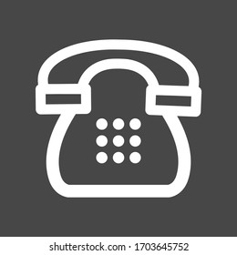 Icono de línea vectorial de color blanco del teléfono con fondo oscuro
