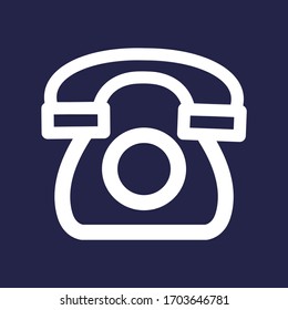 Phone white colored vector line icon with dark background