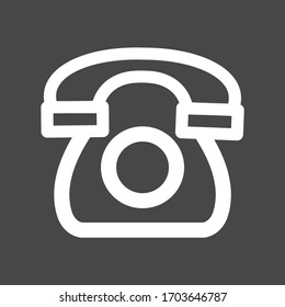 Phone white colored vector line icon with dark background
