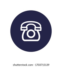 Icono de línea vectorial de color blanco del teléfono con fondo oscuro