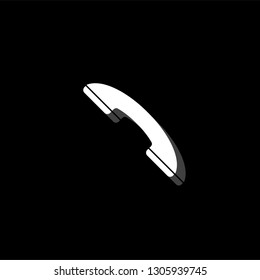 Phone. White flat simple icon with shadow